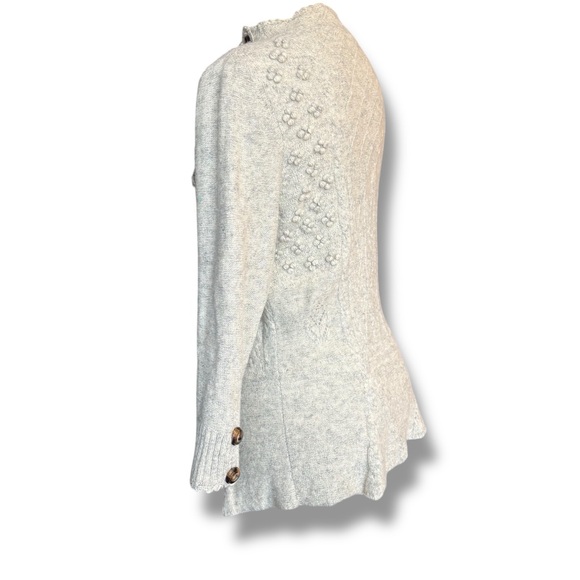 Anthropologie Moth Wool Blend Sweater Large Cream Bobble Knit - Picture 8 of 13